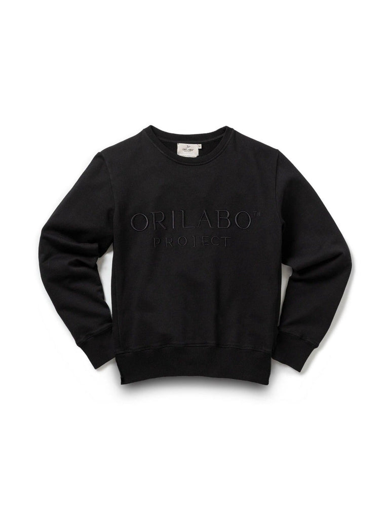 Women's Terry Cropped & Embroided Crewneck - Black - ORILABO Project